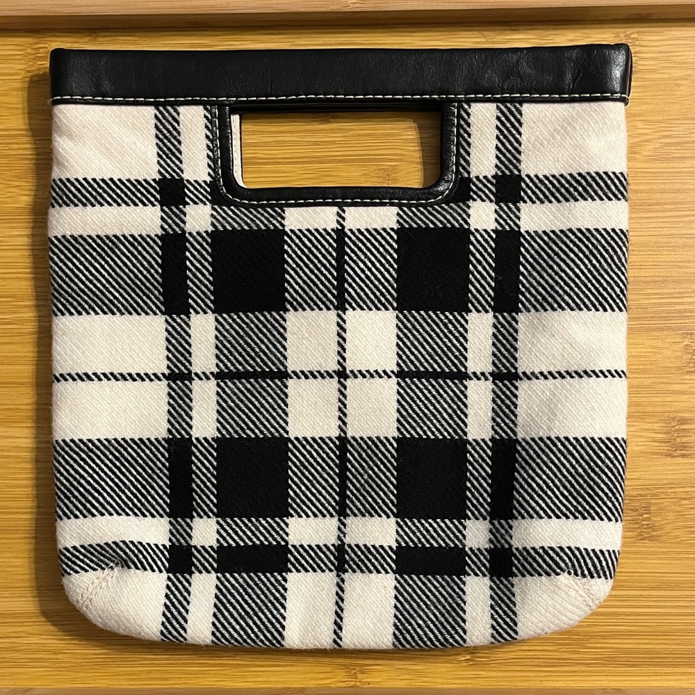 Banana Republic Wool Blend Black & White Plaid Bag